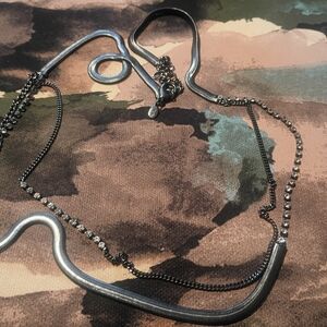 Chico's Silver and Black Layered Necklace
